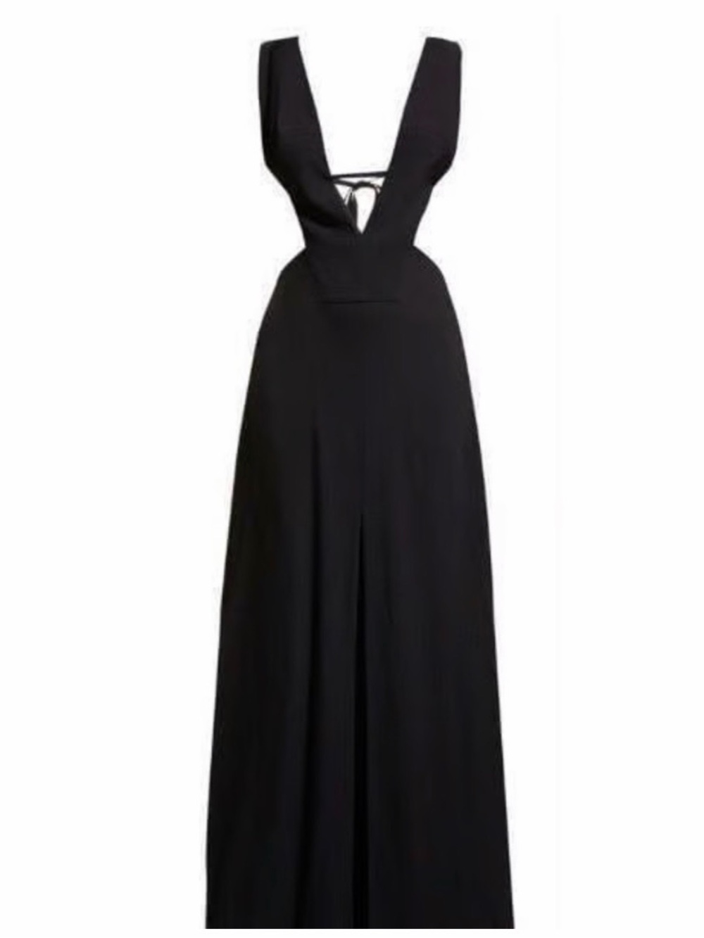 cult gaia Black Deep V Maxi Dress with Back Tie